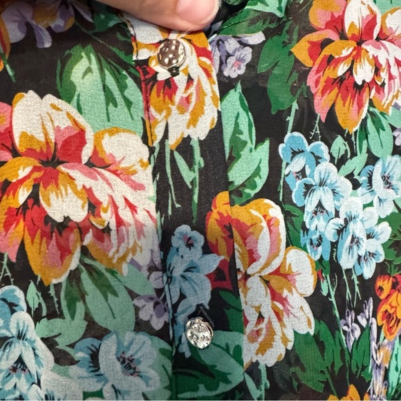 River Island floral print blouse green floral button down - Picture 6 of 10